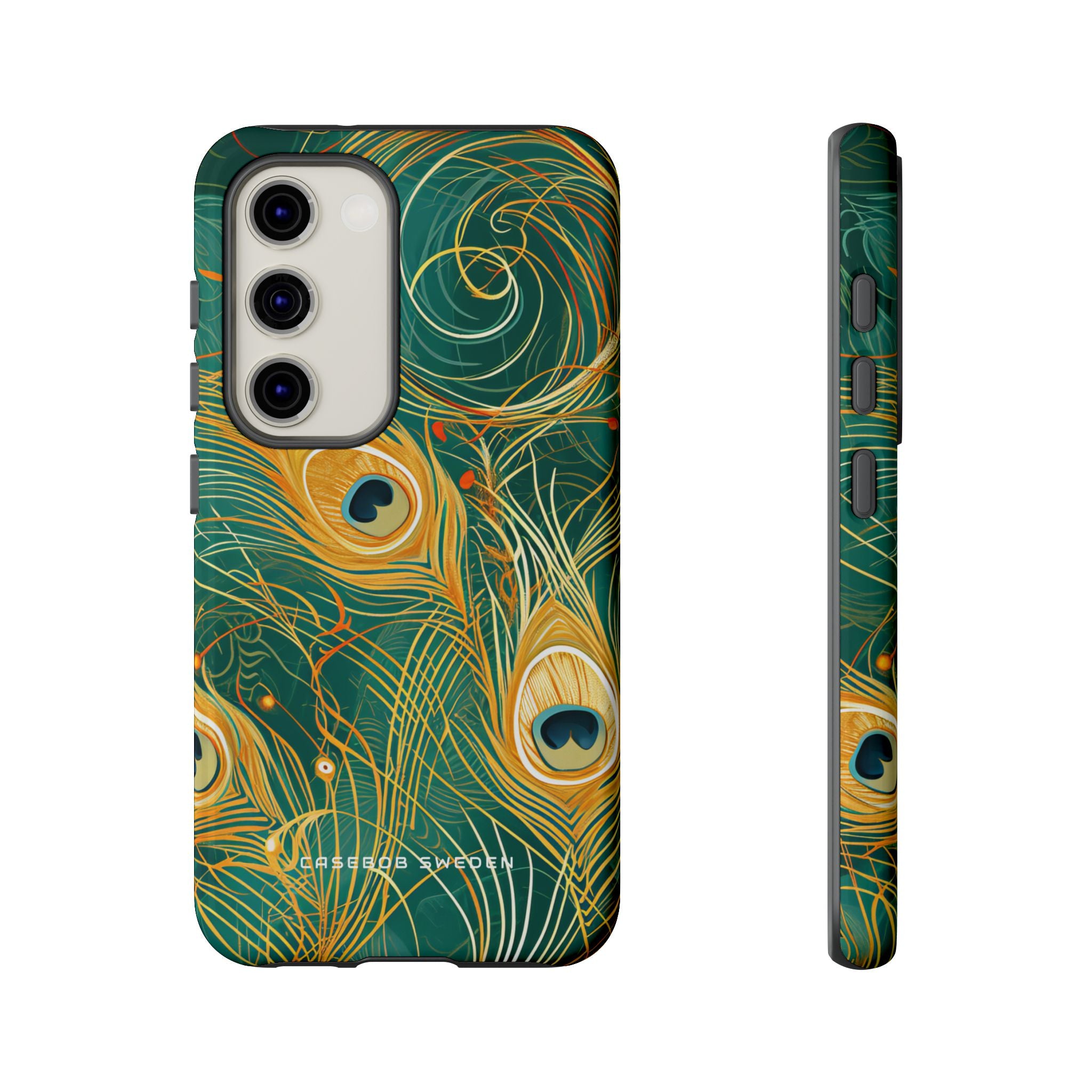 Peacock Elegance in Teal and Gold Samsung S23 - Tough Phone Case