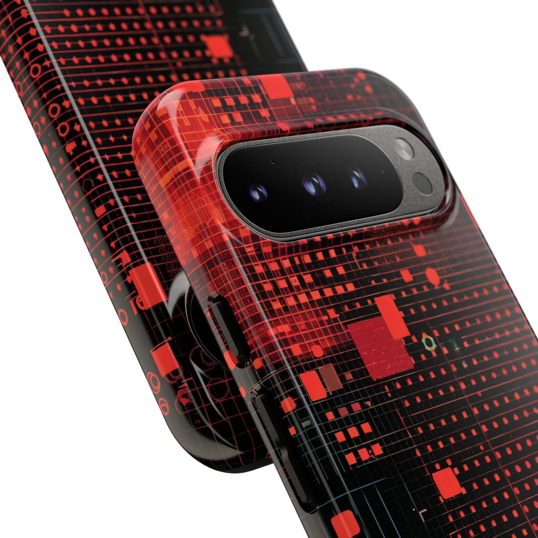 Crimson Circuit Grid Google Pixel 9 - Tough