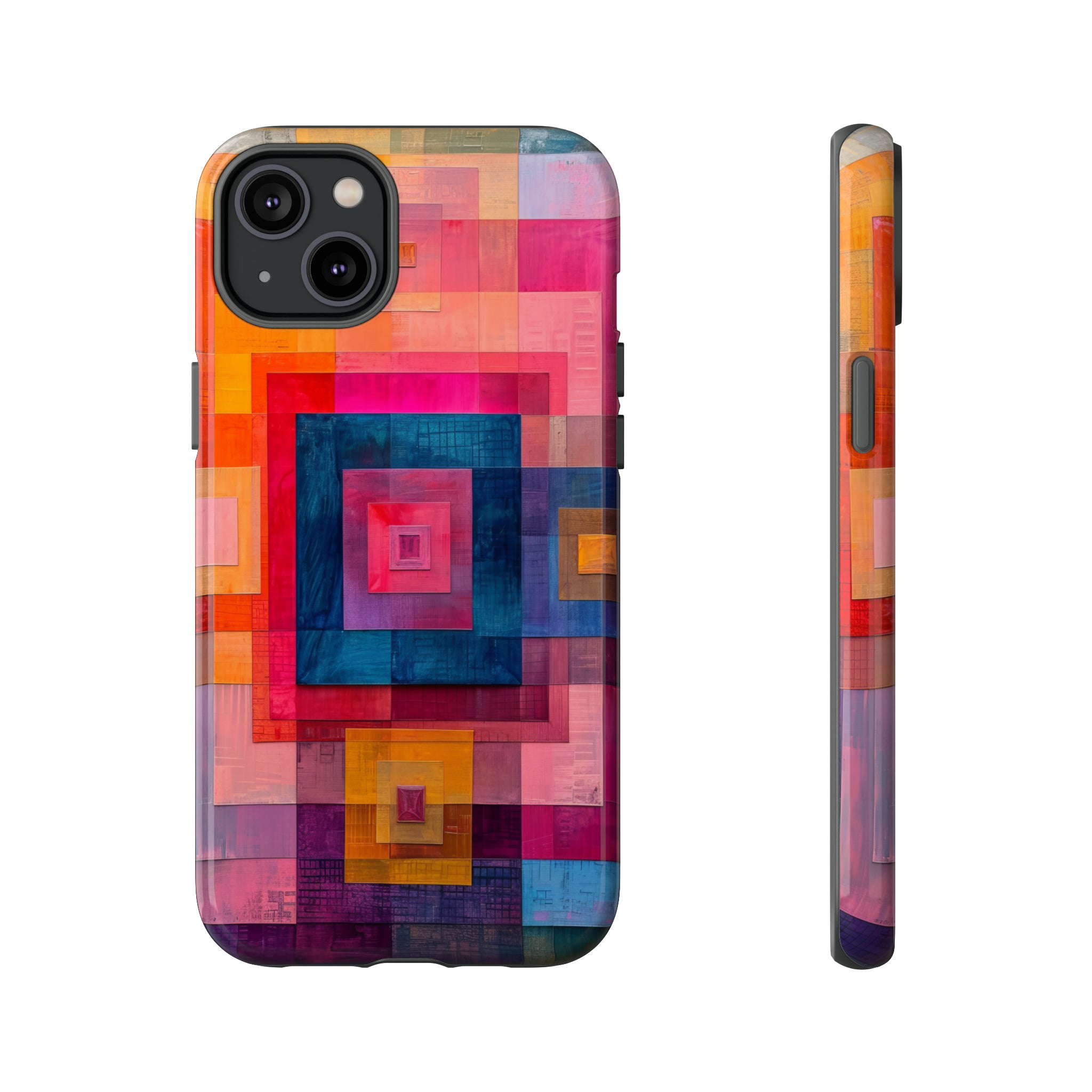 Center-Out Pastel Squares - Protective Phone Case