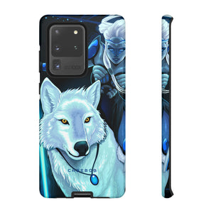 Elf with white wolf - Protective Phone Case