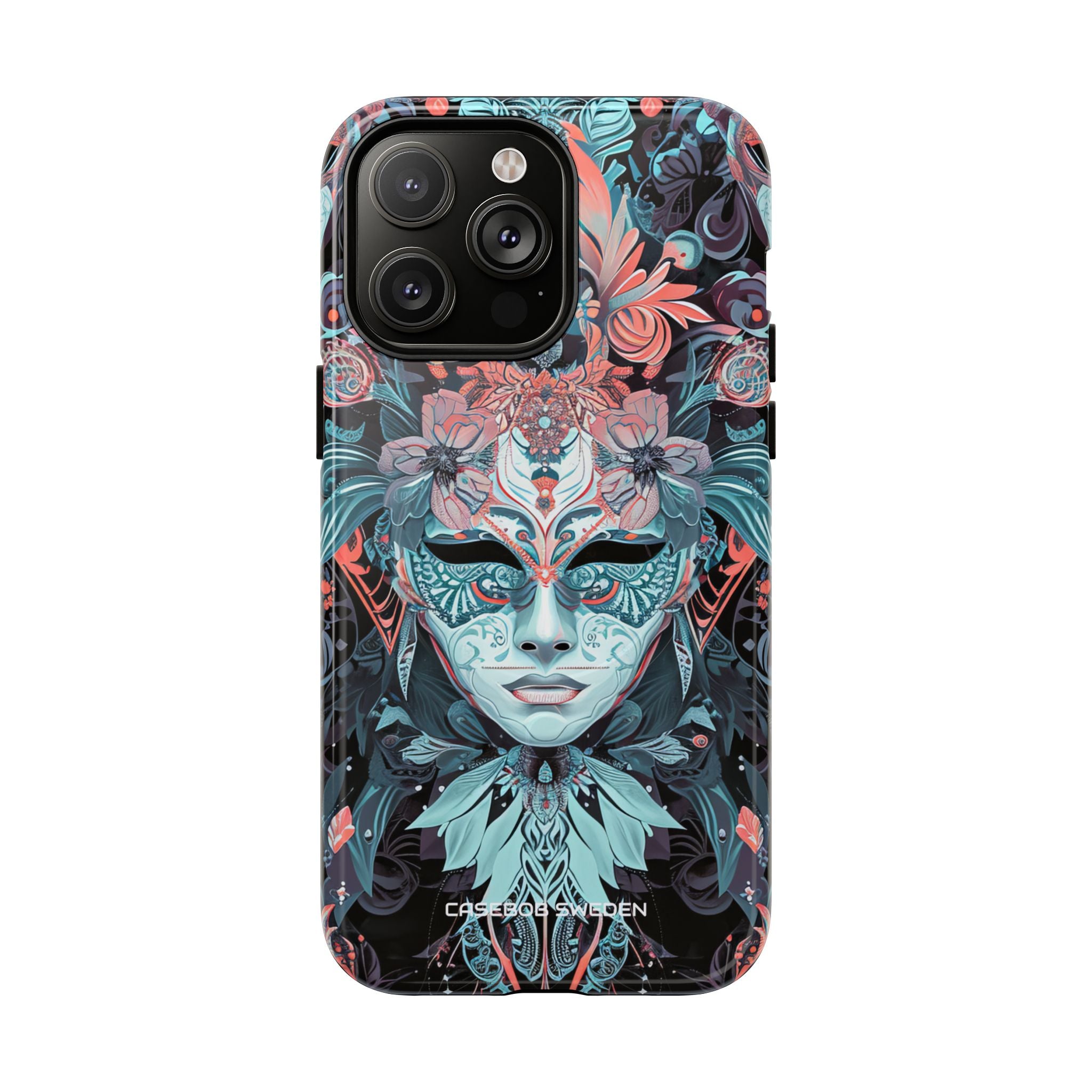 Mystic Teal Coral Mask - Tough + MagSafe® iPhone 14 Phone Case