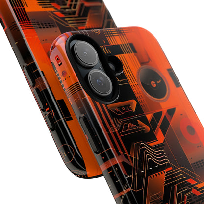 Orange Circuit Dreams iPhone 16 - Tough