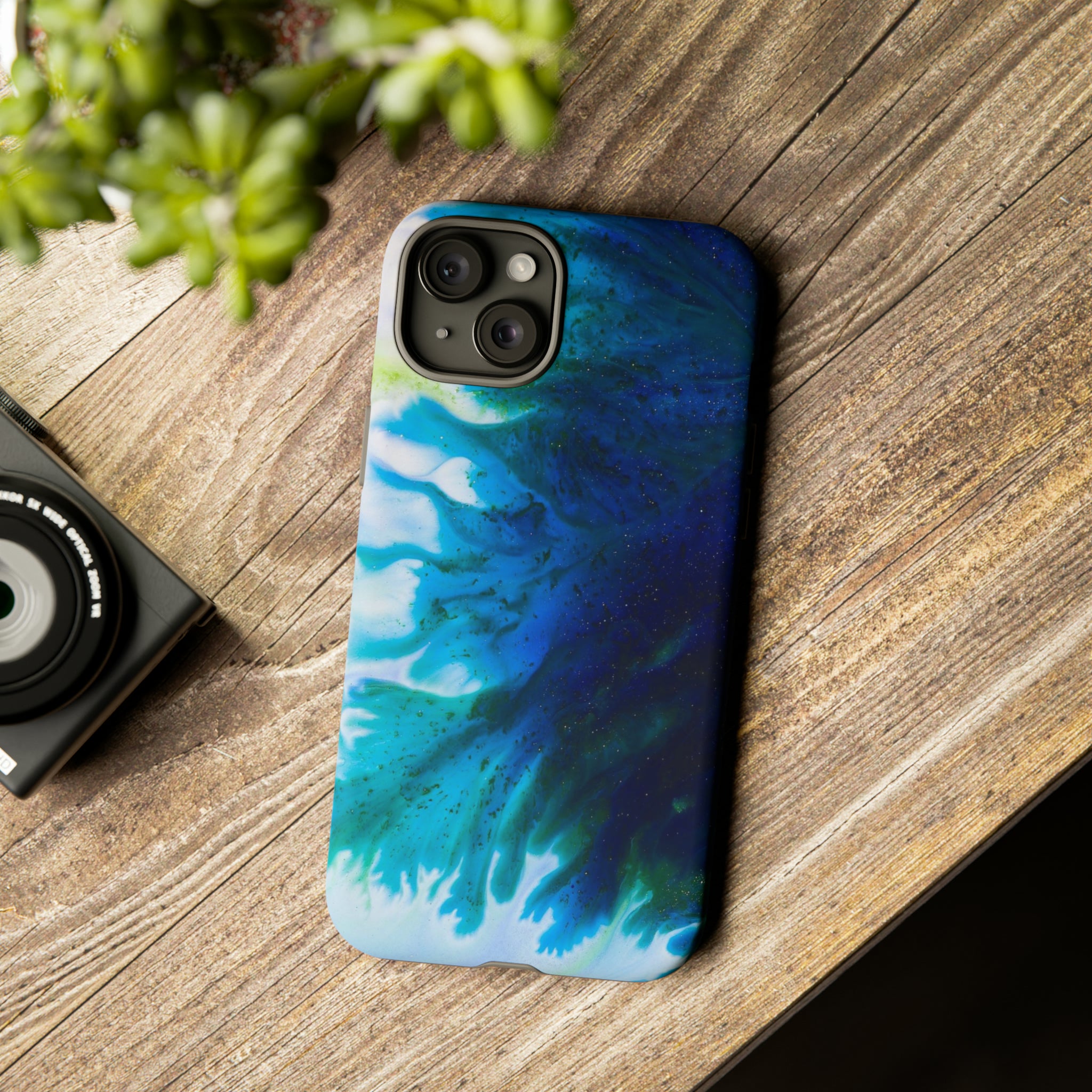 Blue Liquid Ink Art - Protective Phone Case