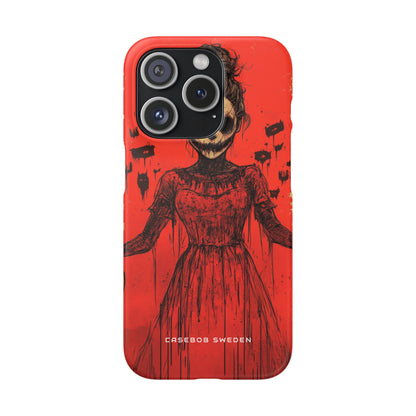 Haunting Scarlet Descent iPhone 15 - Slim Phone Case