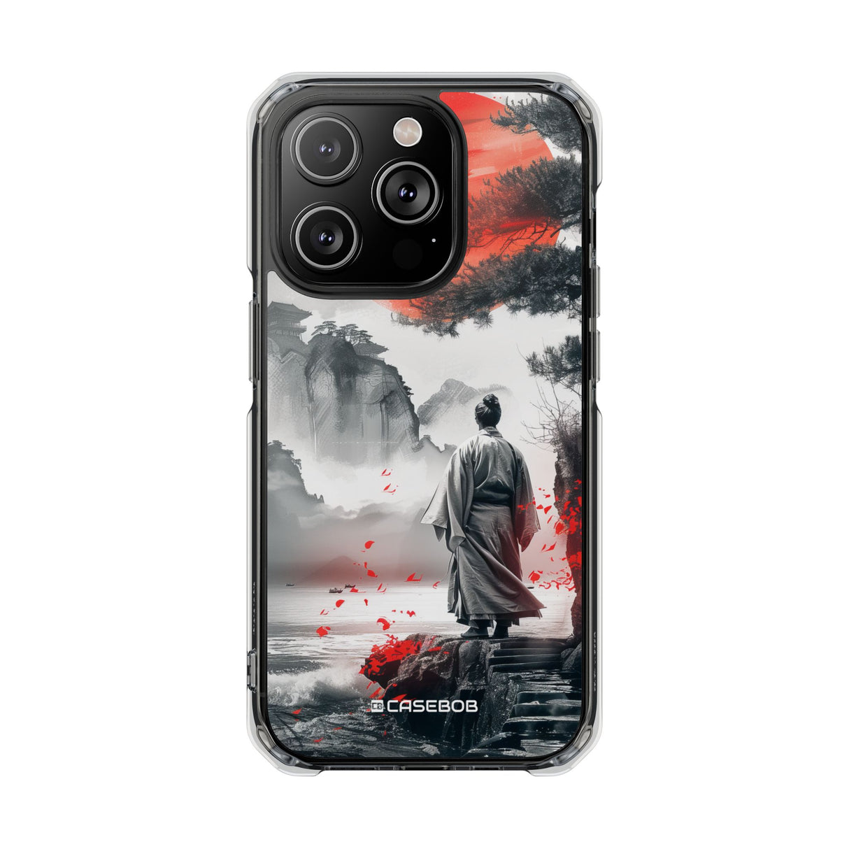 Serene Samurai Sunrise - Phone Case for iPhone (Clear Impact - Magnetic)