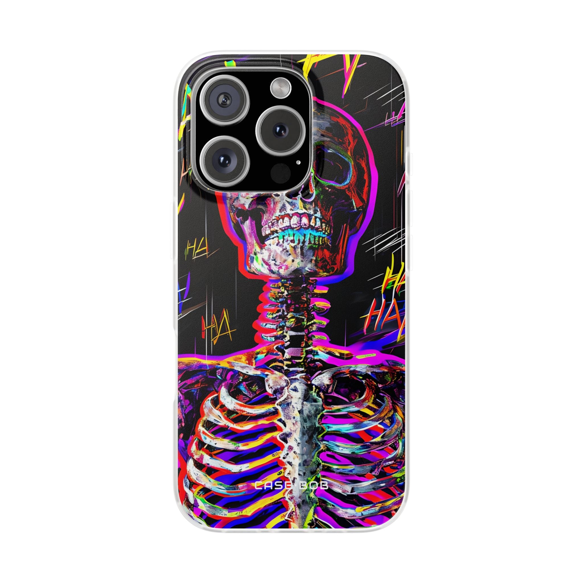 Neon Skeleton Laugh iPhone 16 Pro Case - Soft