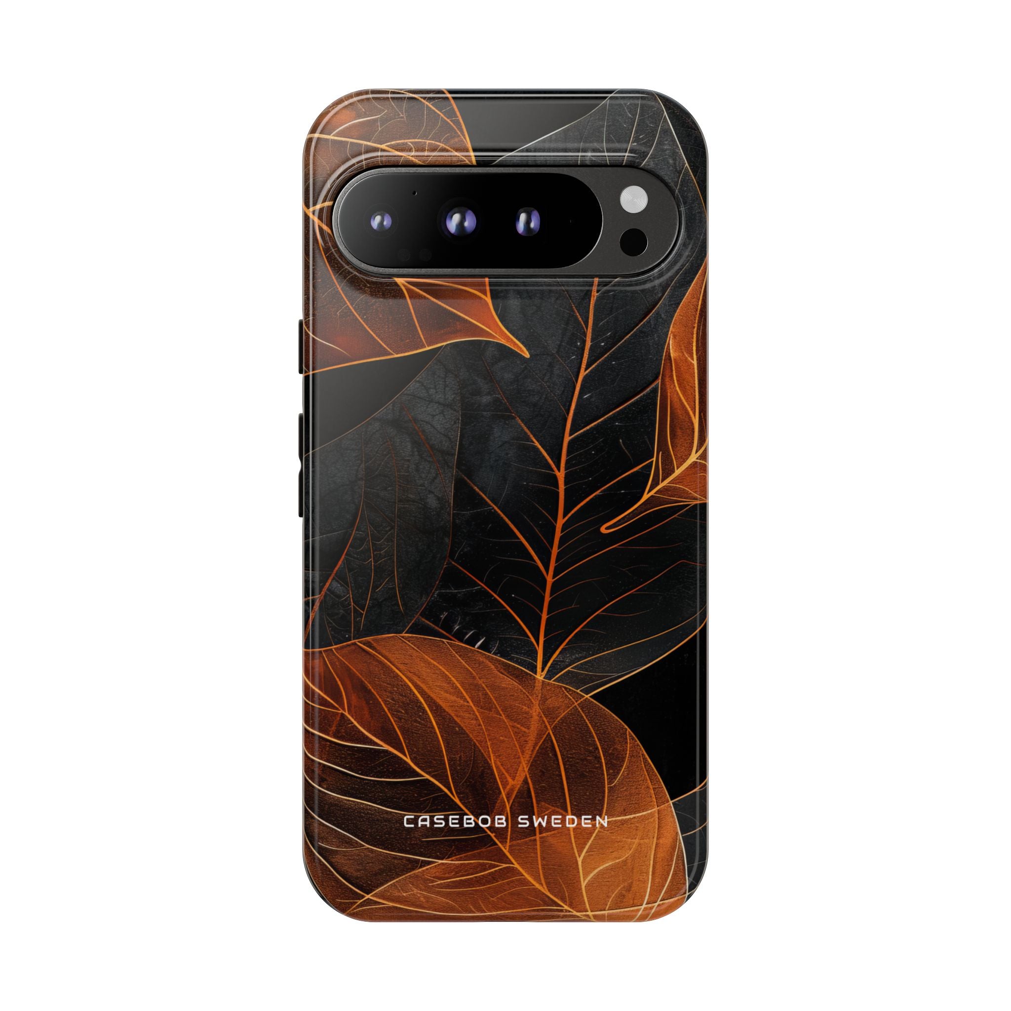 Vivid Orange Leaves on Deep Black Google Pixel 9 - Tough Phone Case