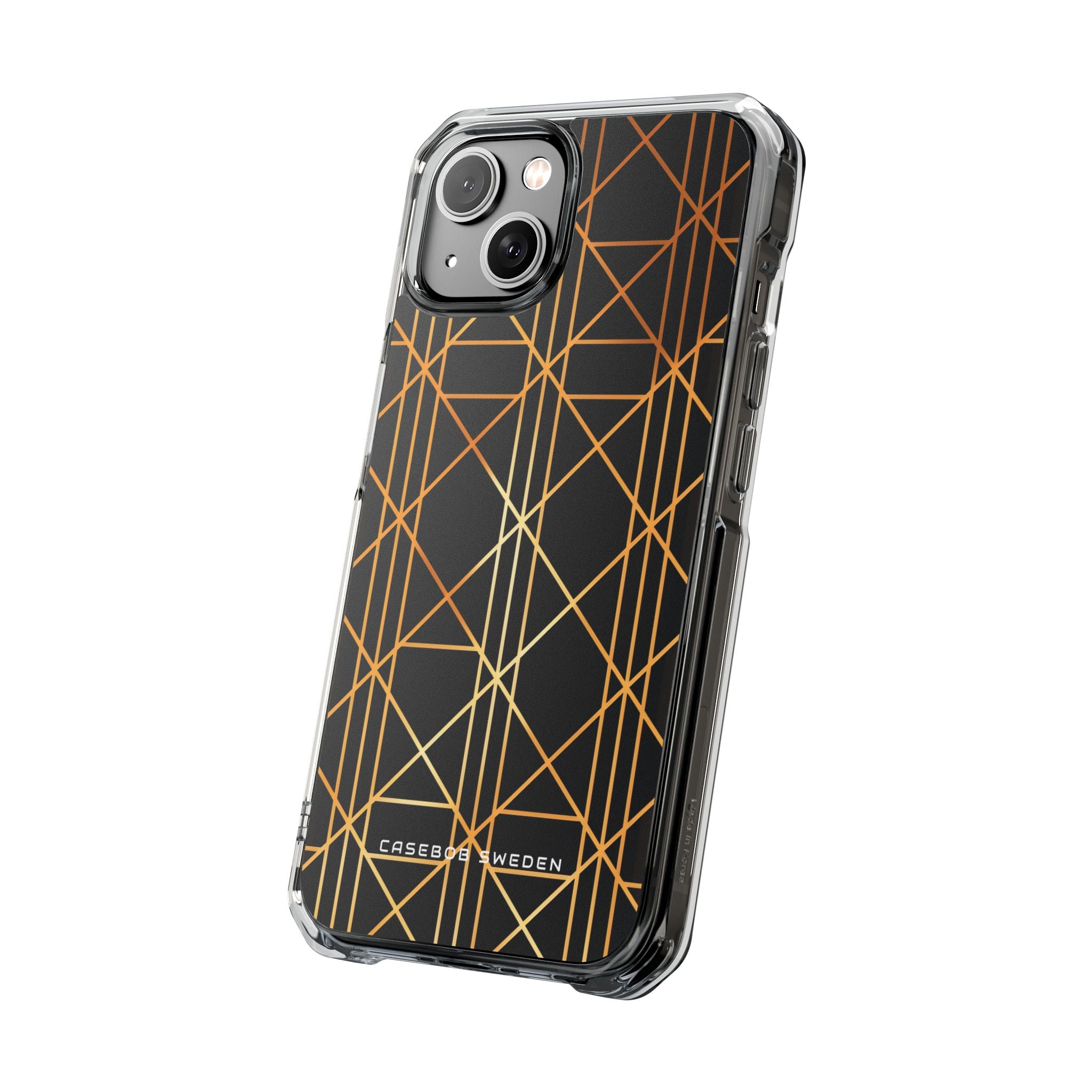 Golden Geometric Elegance iPhone 14 - Clear Impact Phone Case