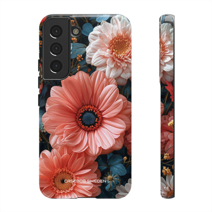 Coral Teal Blooms - Tough Samsung S22 Phone Case