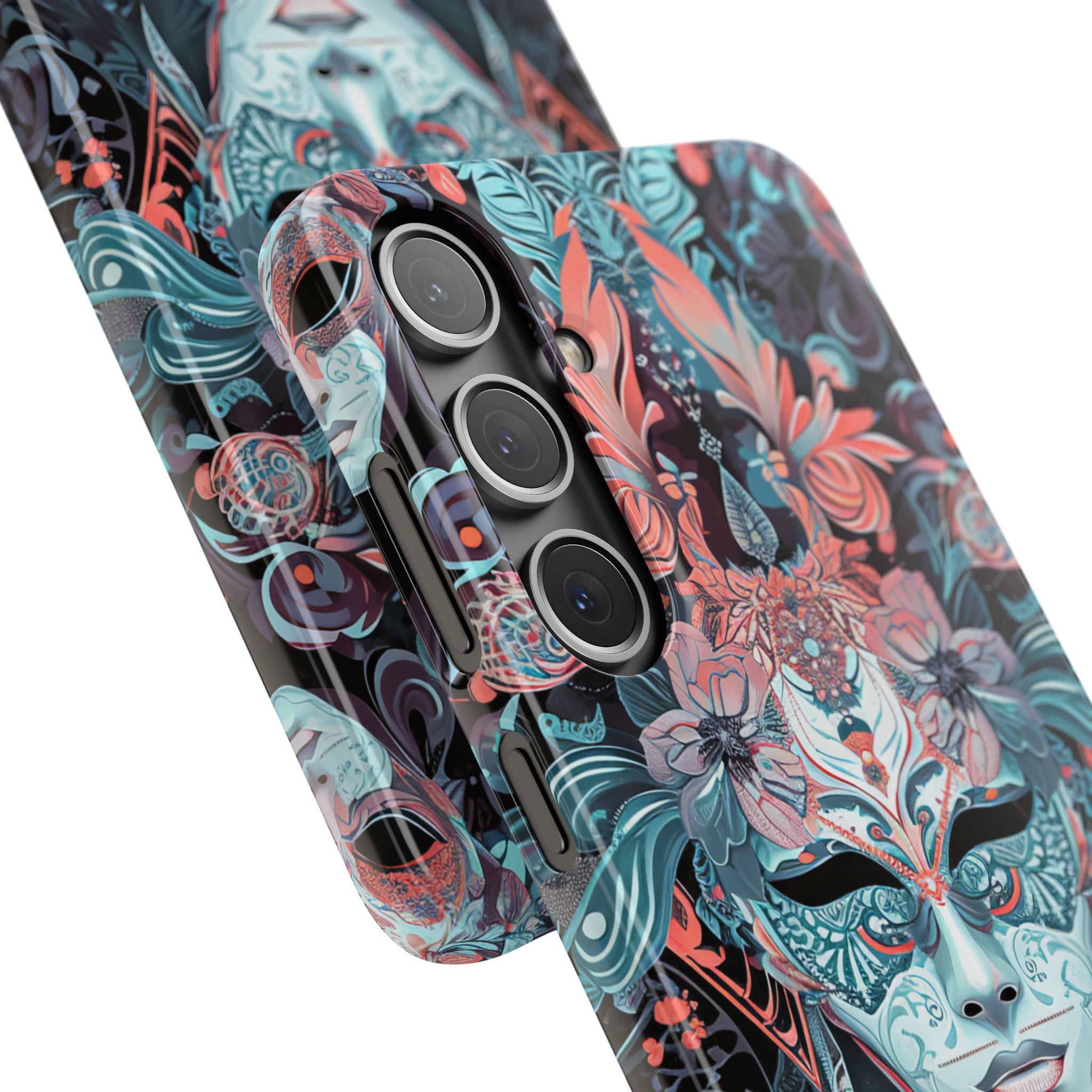 Mystic Teal Coral Mask - Slim Samsung S24 Phone Case