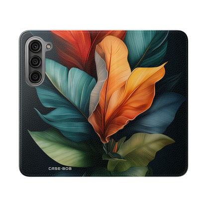 Tropical Ember Leaves - Samsung S23 Case - Wallet