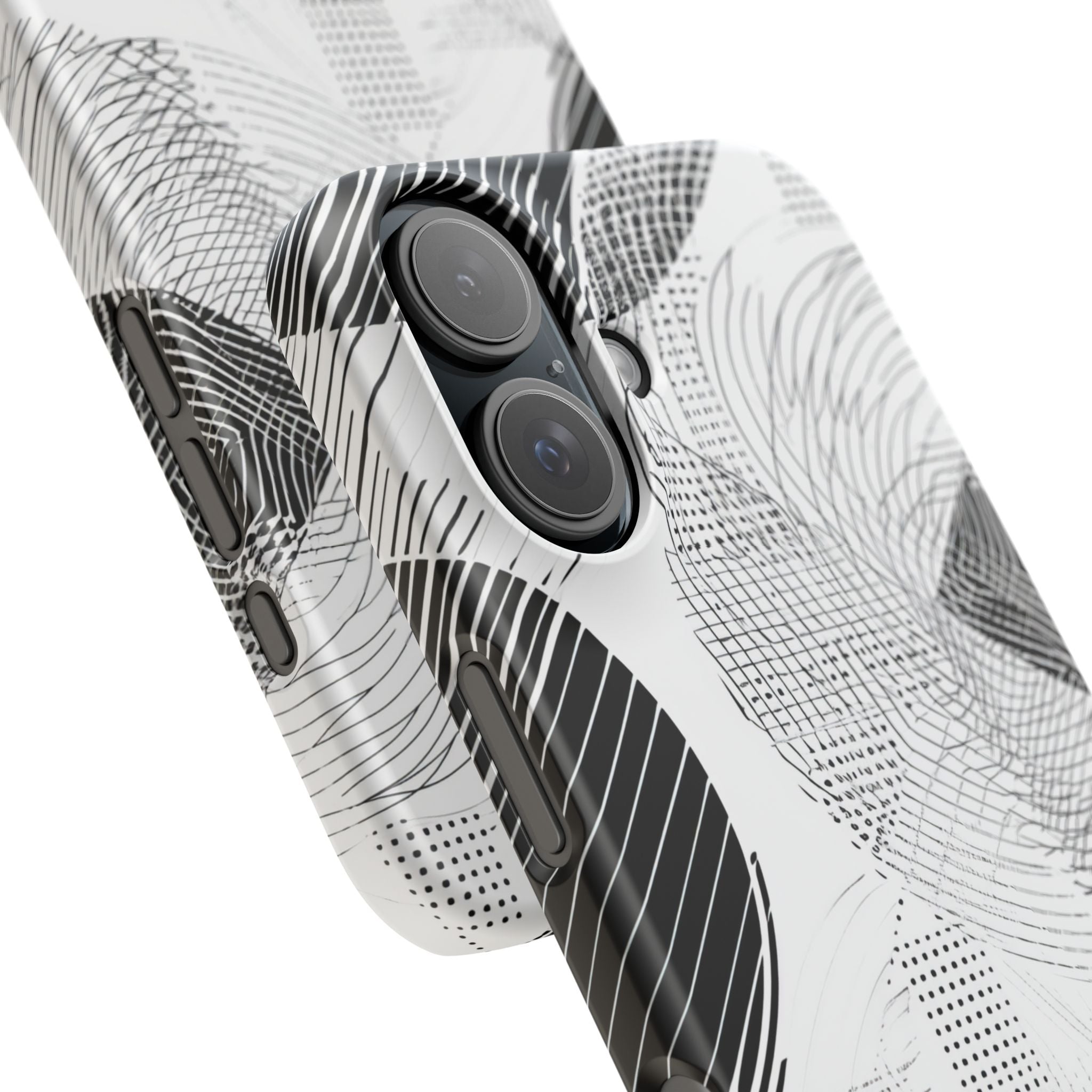 Geometric Monochrome Flow iPhone 16 - Slim Phone Case