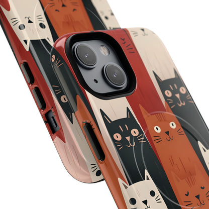 Elongated Cats Black iPhone 14 Case - Tough+