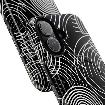 Monochrome Spiral Curves iPhone 16 - Tough+