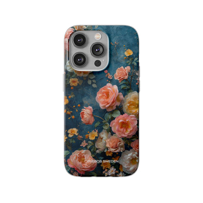 Blue Floral Elegance - Flexi iPhone 14 Phone Case