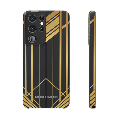 "Golden Art Deco Symmetry in Geometric Elegance" Samsung S21 - Slim Phone Case