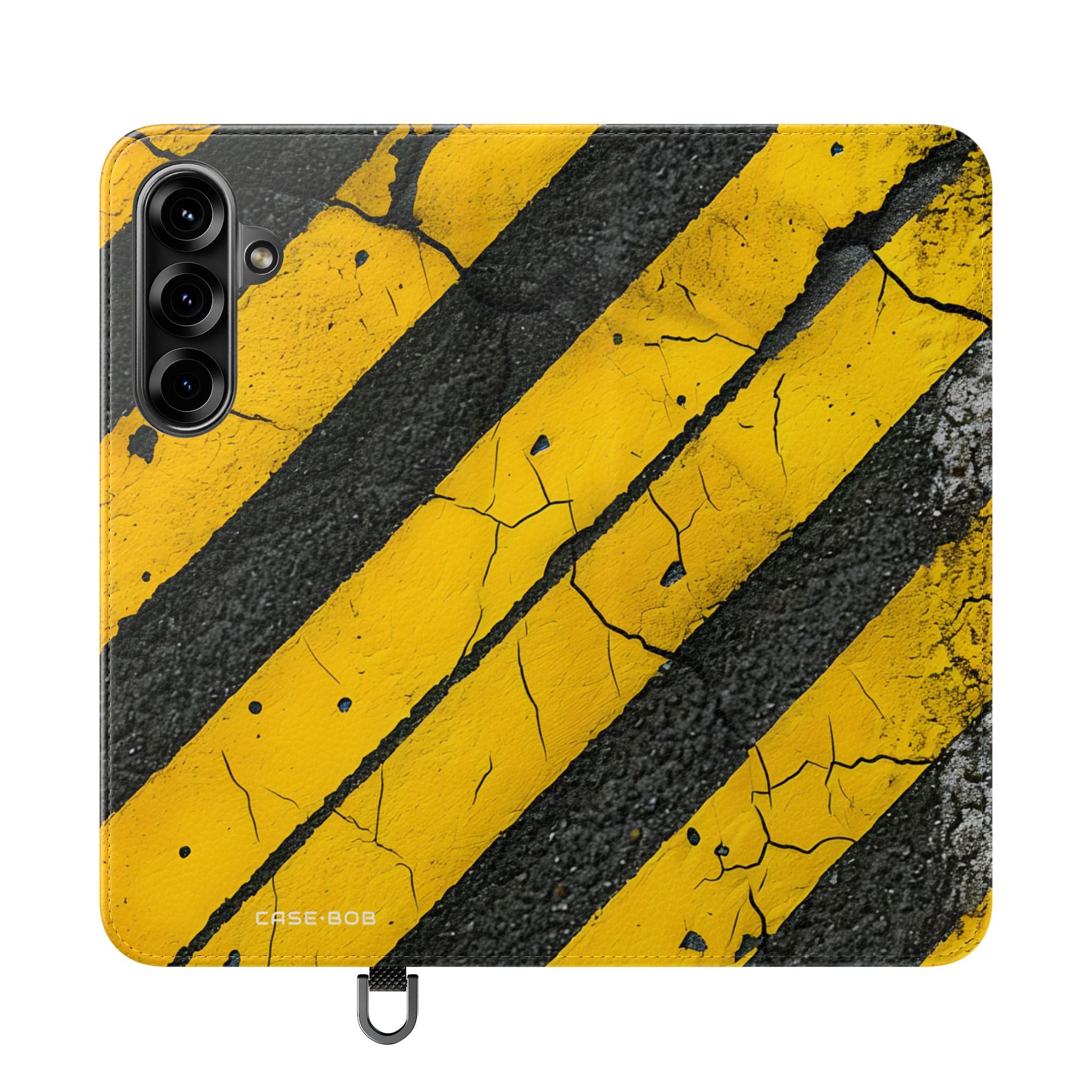 Keltainen raidallinen distress - Samsung S25+ Case - Lompakko