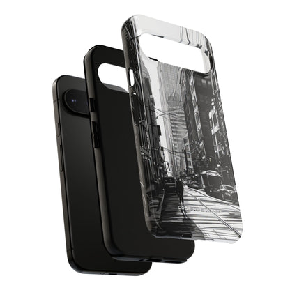 Urban Monochrome Streetscape Google Pixel 9 - Tough Phone Case