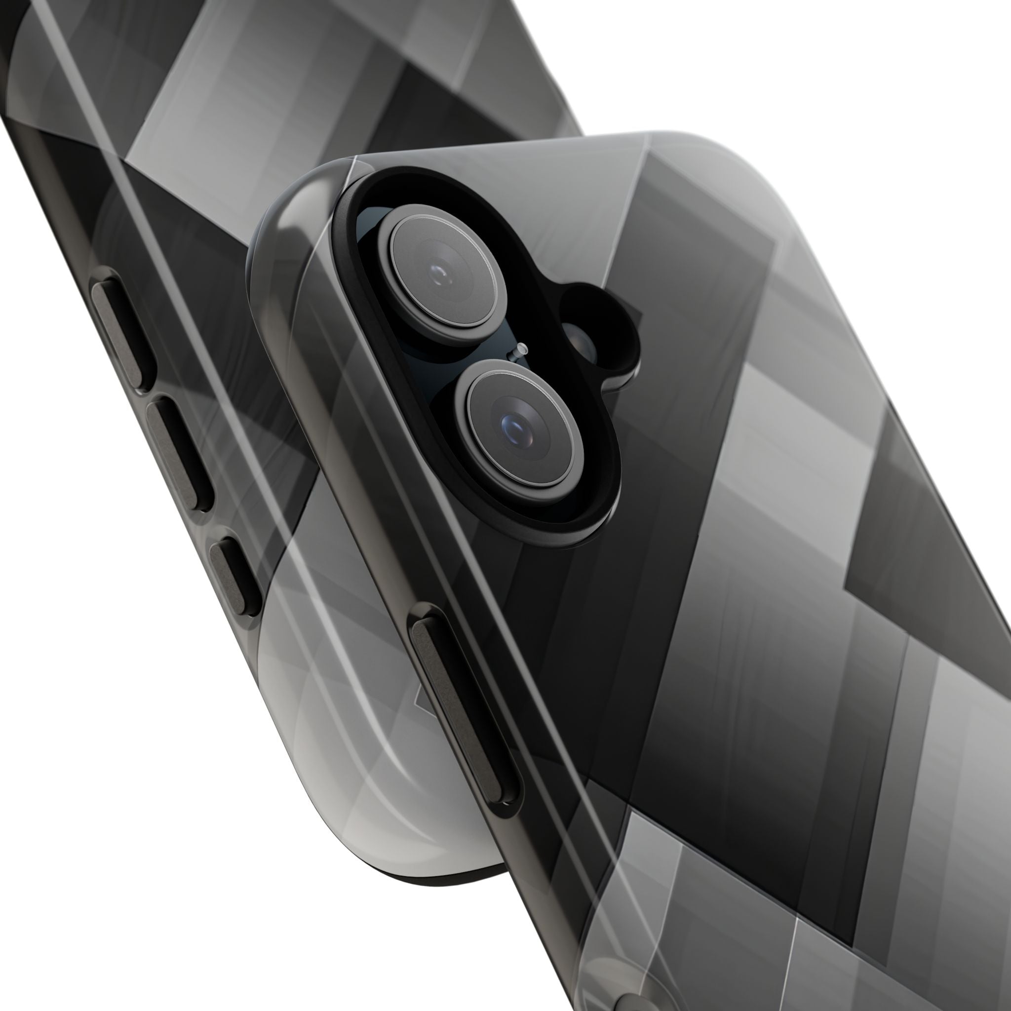 Grayscale Geometric Layers iPhone 16 - Tough