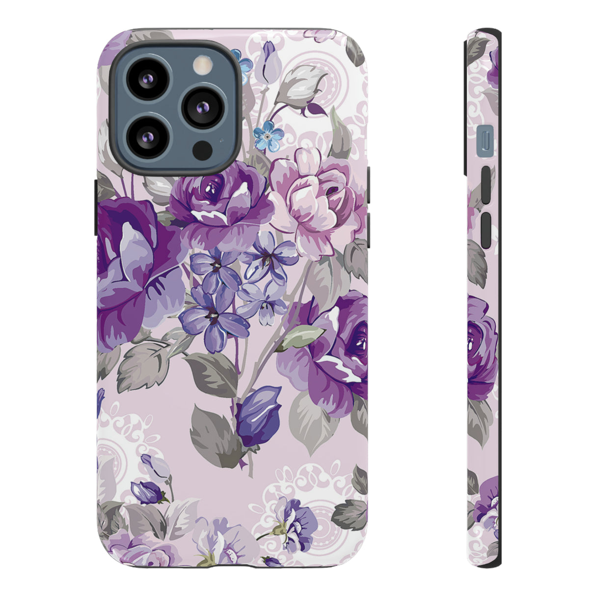 Beautiful vintage purple flower iPhone case (Protective) - Protective Phone Case