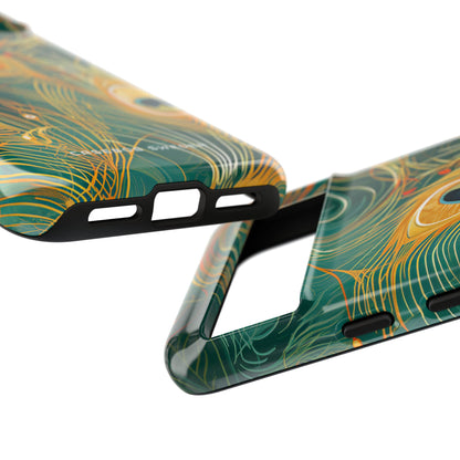 Peacock Elegance in Teal and Gold Google Pixel 8 - Tough Phone Case