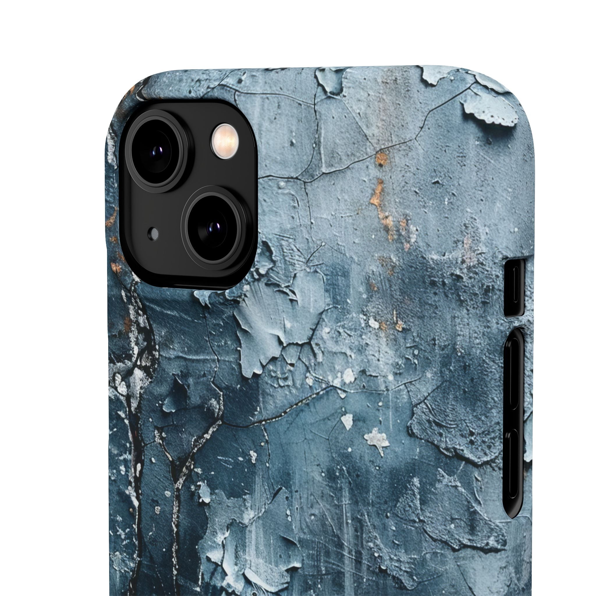 Weathered Blue Tapestry with Cracked Layers iPhone 14 - Slim Phone Case