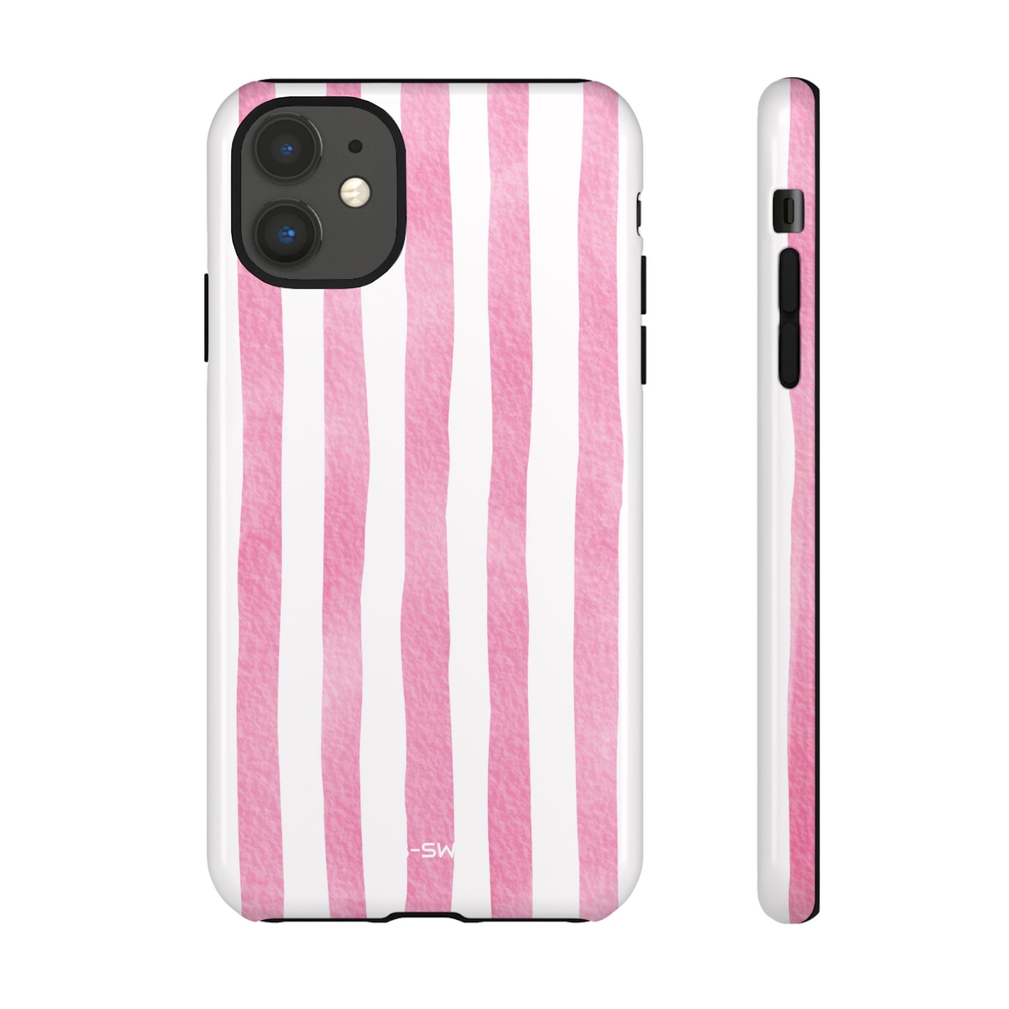 Pink Watercolor Stripes - iPhone Case