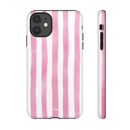 Pink Watercolor Stripes - iPhone Case