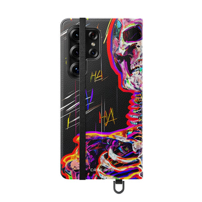 Neon Skeleton Laughter - Samsung S25 Ultra Case - Wallet
