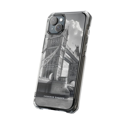 Tower Bridge Monochrome Architecture Study iPhone 15 - Clear Impact Phone Case