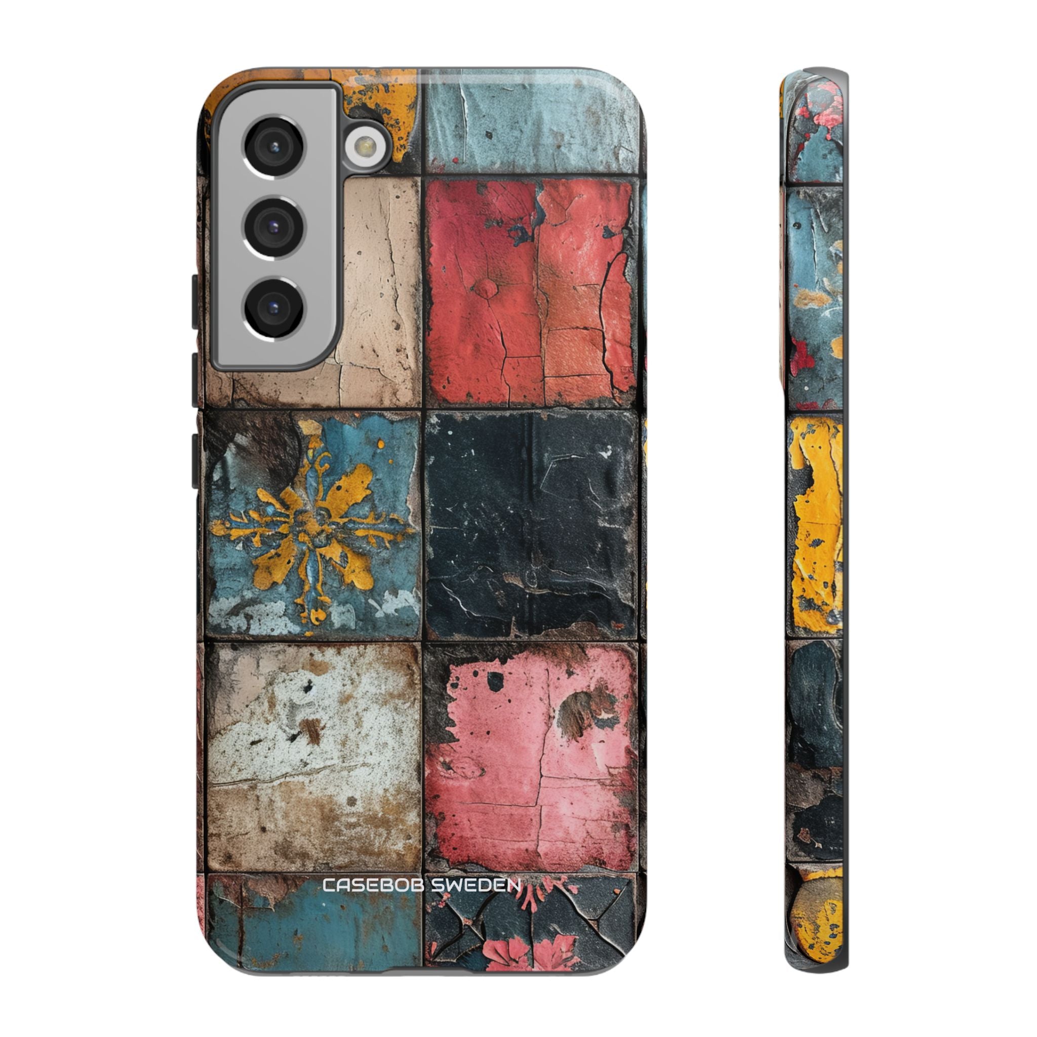 Rustic Red-Yellow Vintage Tiles - Tough Samsung S22 Phone Case