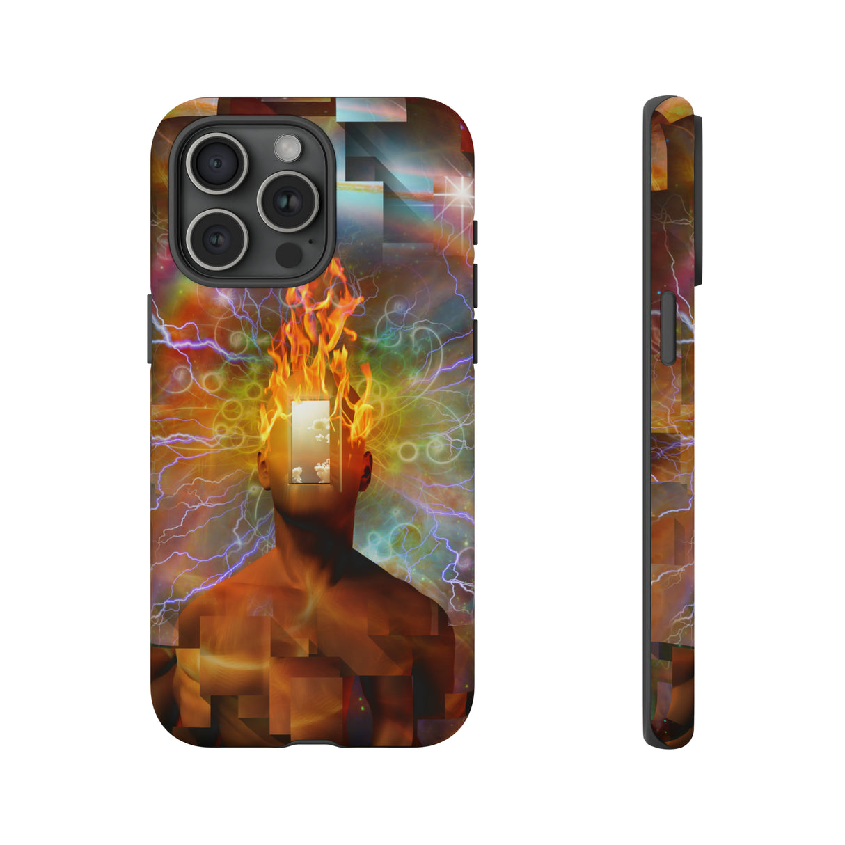 Man with burning mind - Protective Phone Case