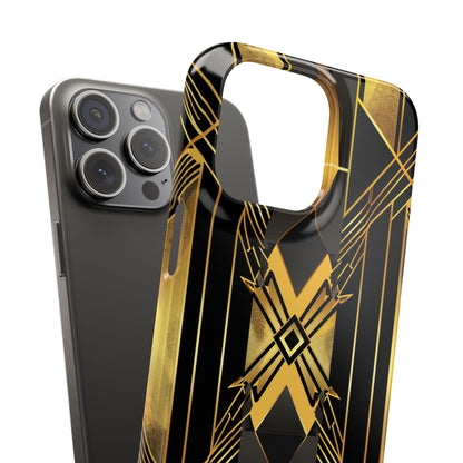 Golden Geometric Elegance iPhone 15 - Slim Phone Case