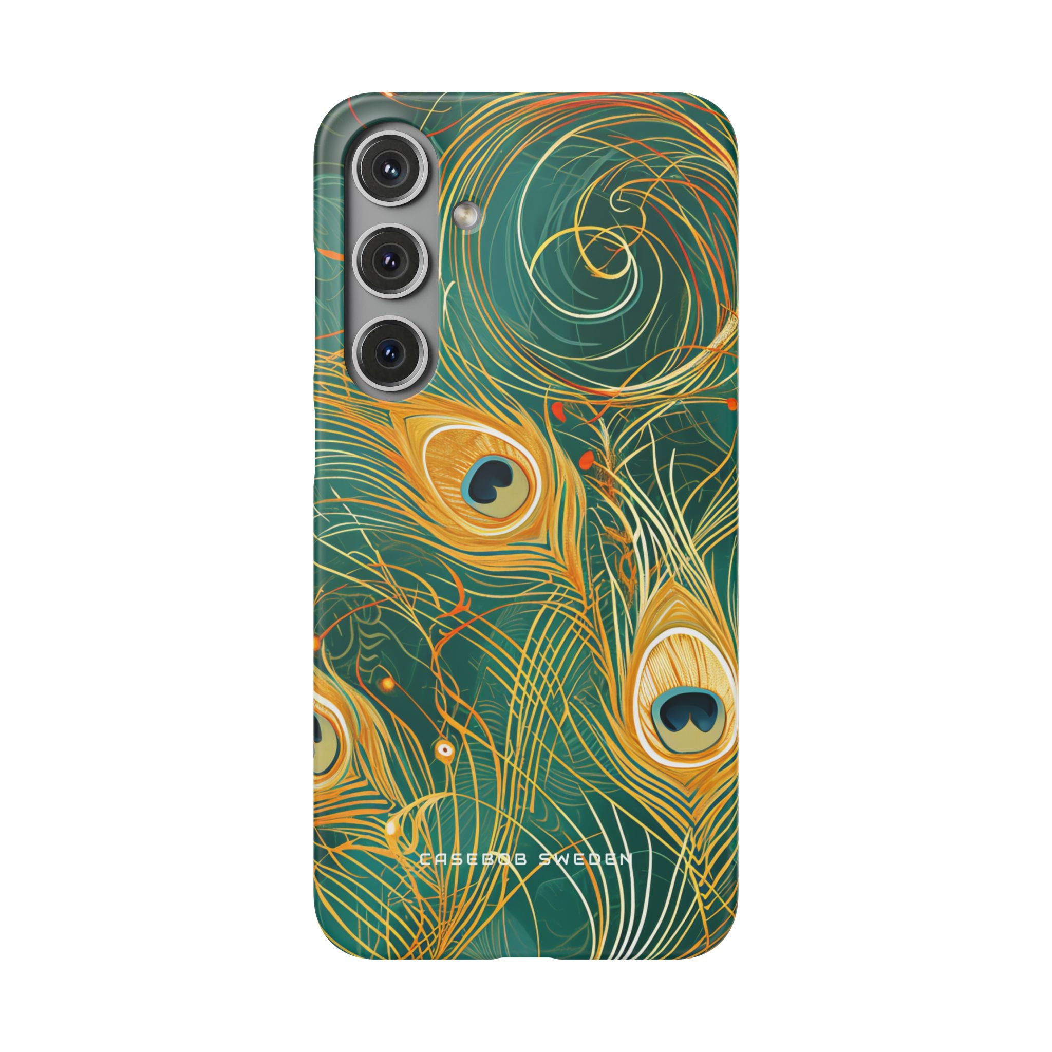 Peacock Elegance in Teal and Gold Samsung S24 - Slim Phone Case