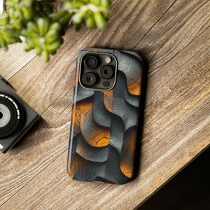 Grey Fire Orange Geometry - Protective Phone Case