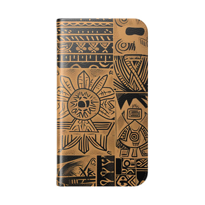 Celestial Faces Brown - iPhone 16 Pro Case - Wallet