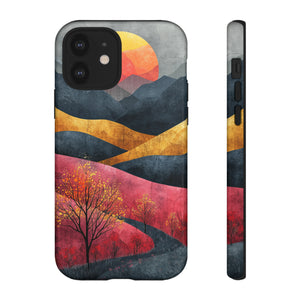 Nature's Geometry: Bright Sunset Mountain - Protective Phone Case