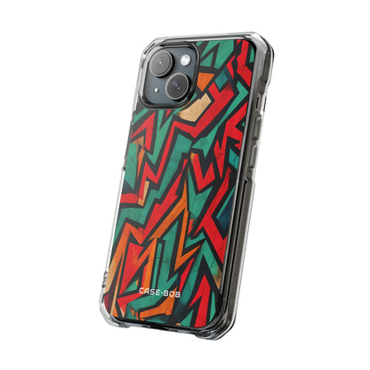 Crimson Jagged Layers iPhone 15 Case - Impact