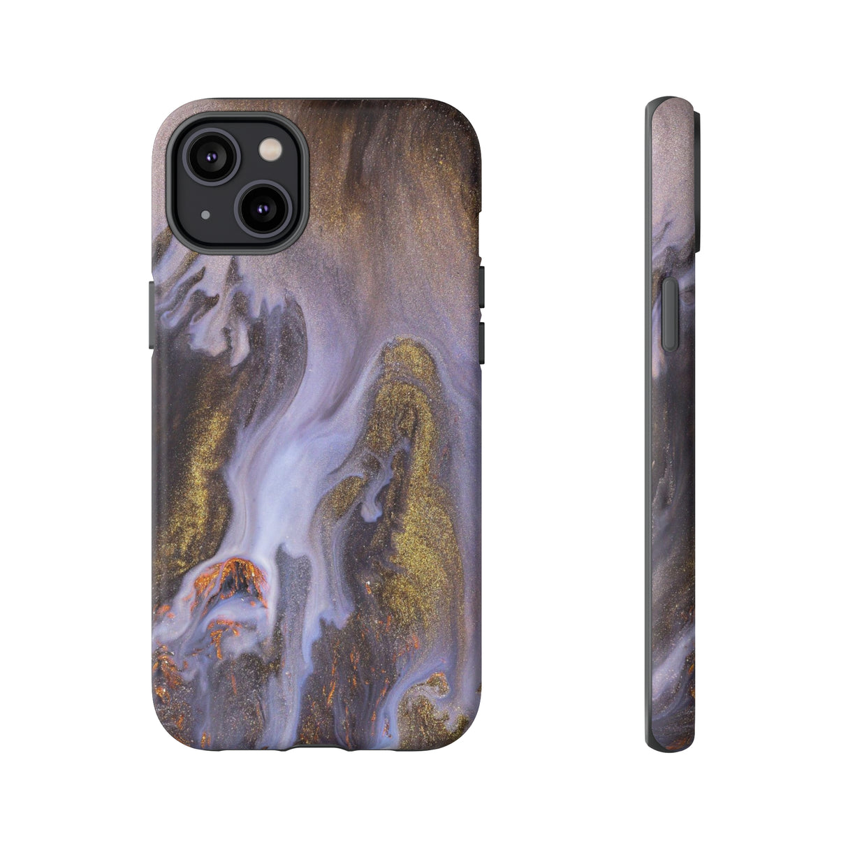 Purple Gold Ink Art iPhone Case (Protective) iPhone 14 Plus Matte Phone Case