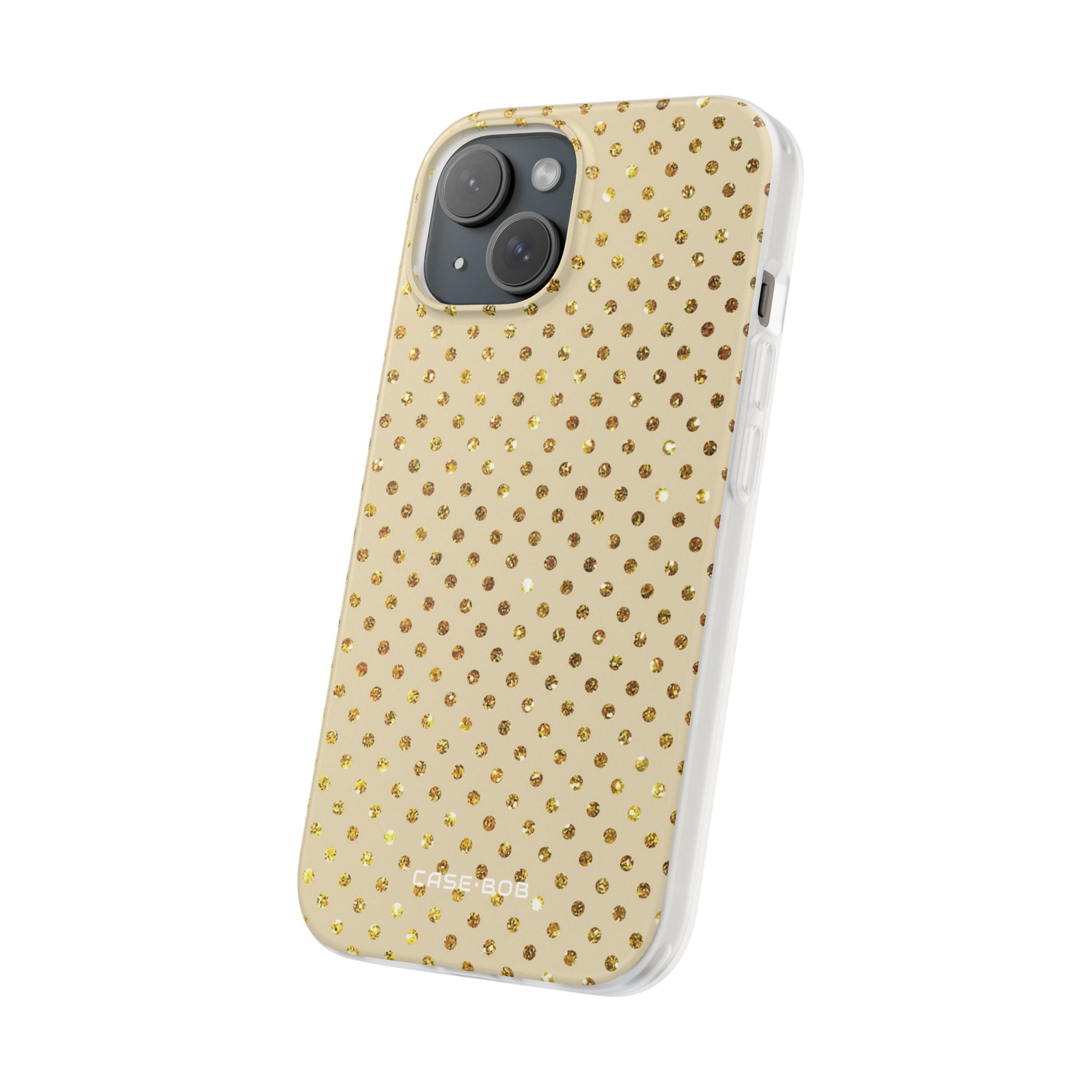 Gold Sparkle Grid iPhone 15 Case - Soft