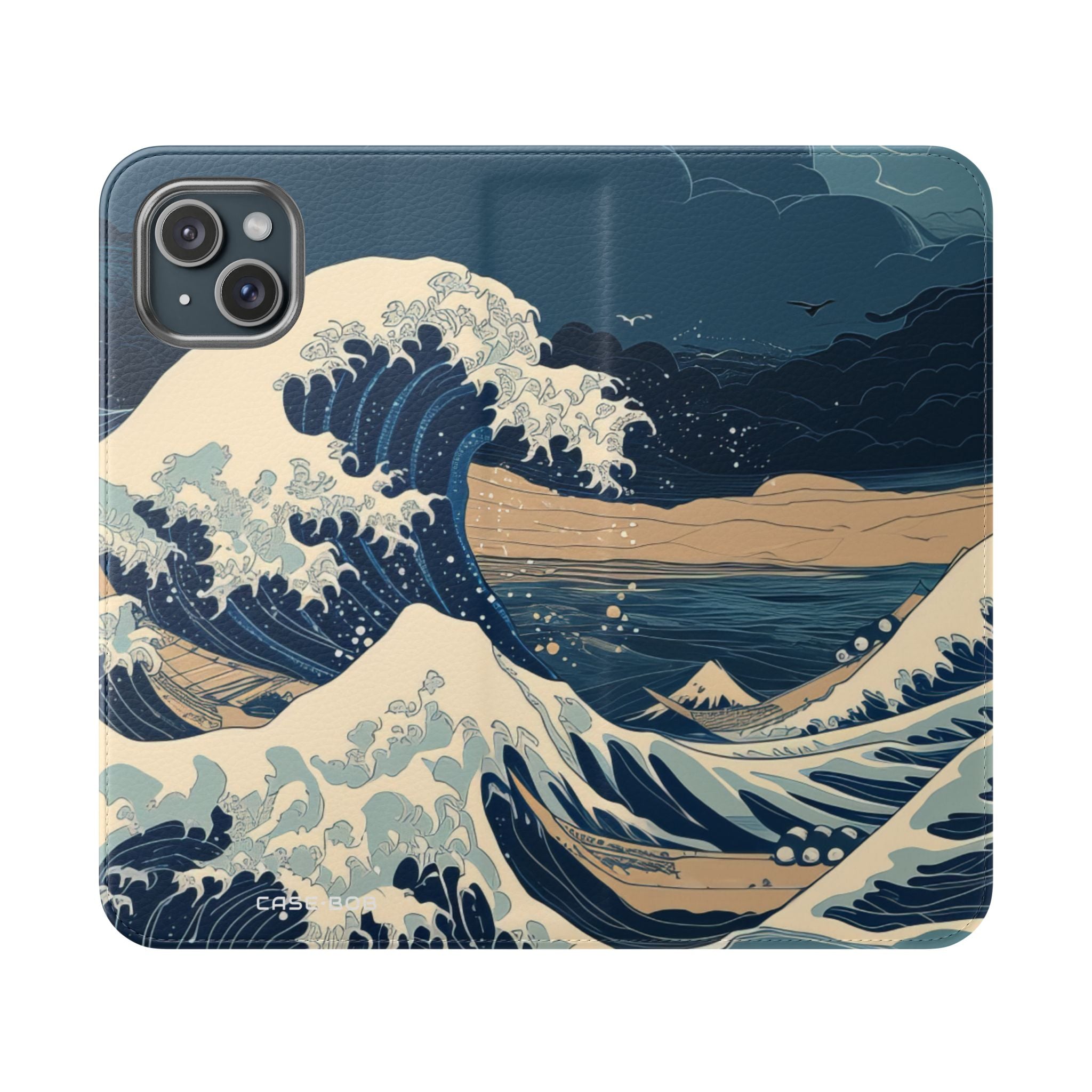 Cresting Navy Wave - iPhone 15 Plus Case - Wallet