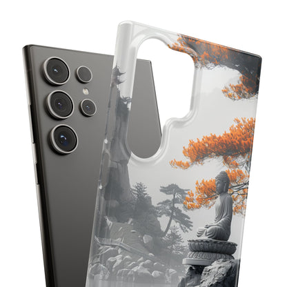 Zen Serenity: Tranquil Landscape with Buddha and Pagoda Samsung S24 - Slim Phone Case