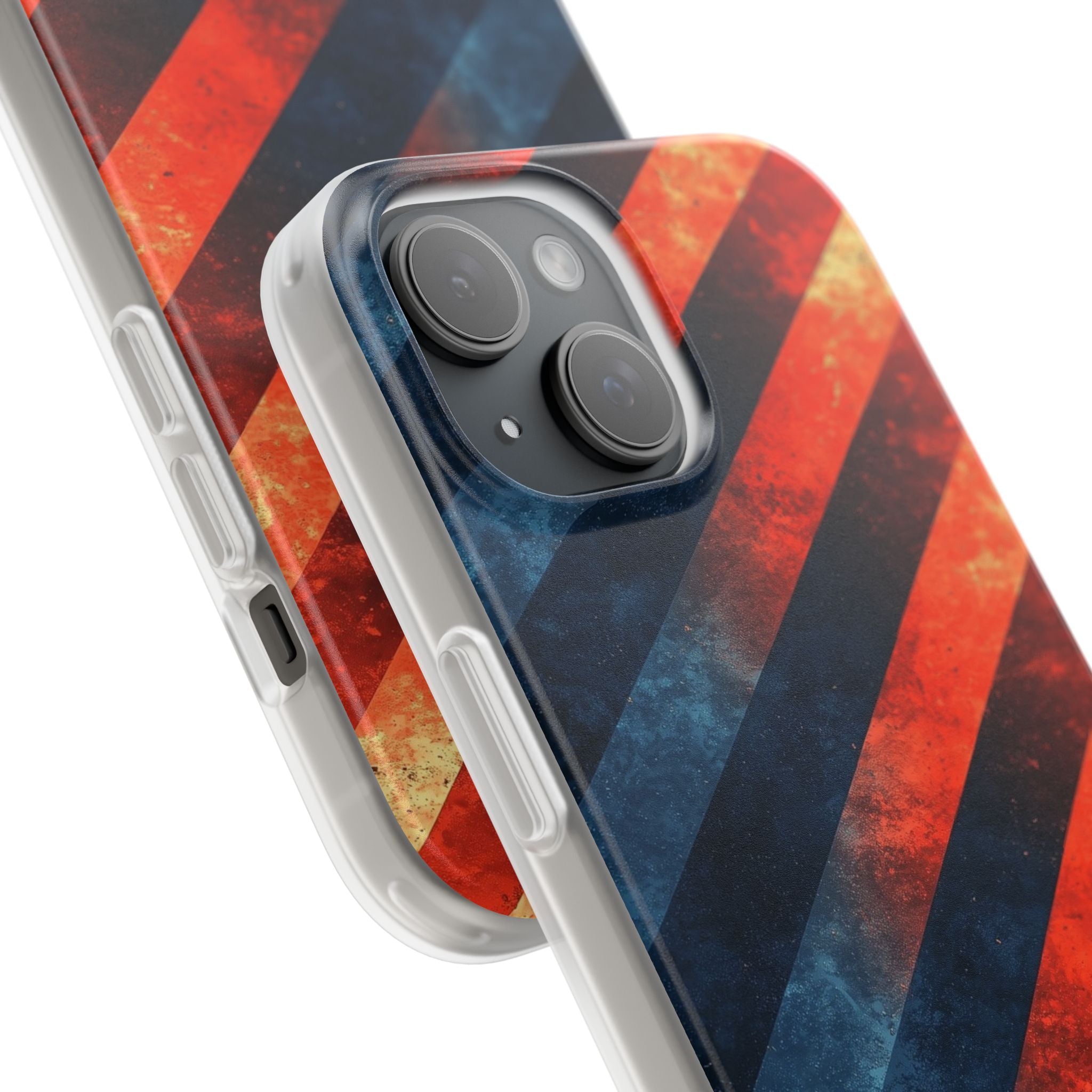 Diagonal Stripes Blaze iPhone 15 Case - Soft