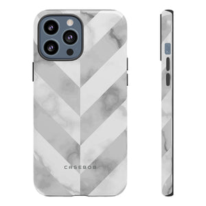 White Herringbone - Protective Phone Case