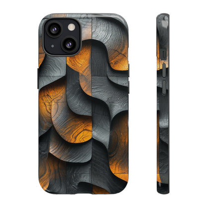 Grey Fire Orange Geometry - Protective Phone Case