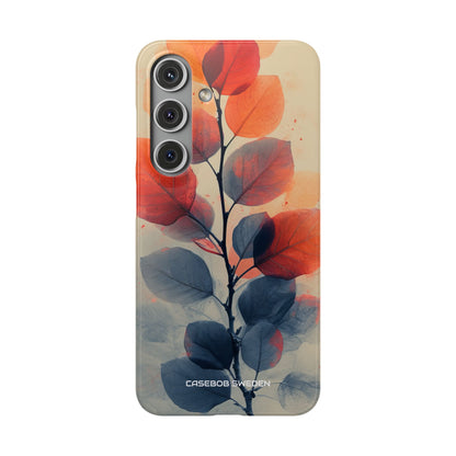 Orange Gray Leaves - Slim Samsung S24 Phone Case