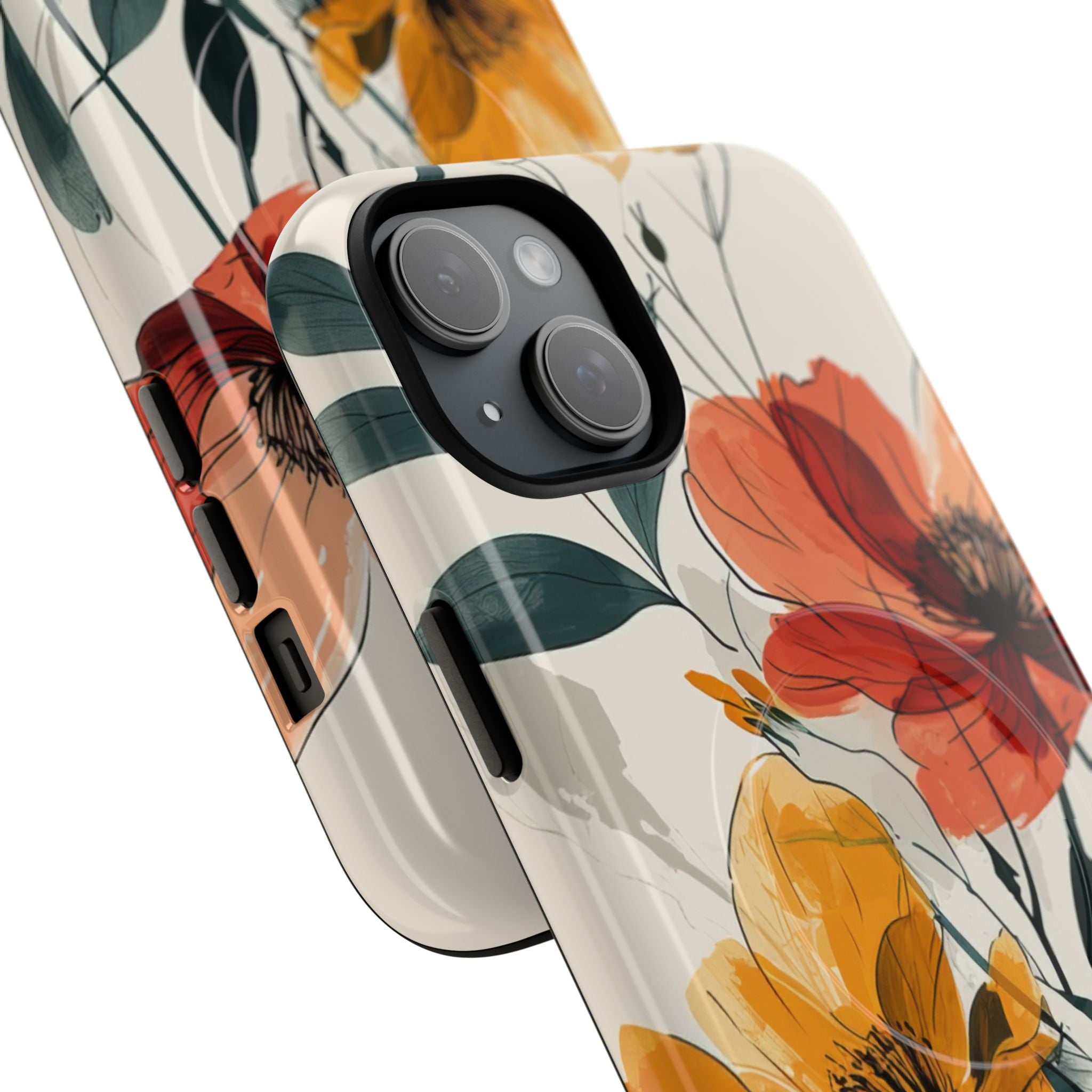 Elegant Floral Harmony iPhone 15 | Tough+ Phone Case