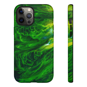 Neon Green Wave Ink Art iPhone Case (Protective) iPhone 12 Pro Max Matte Phone Case