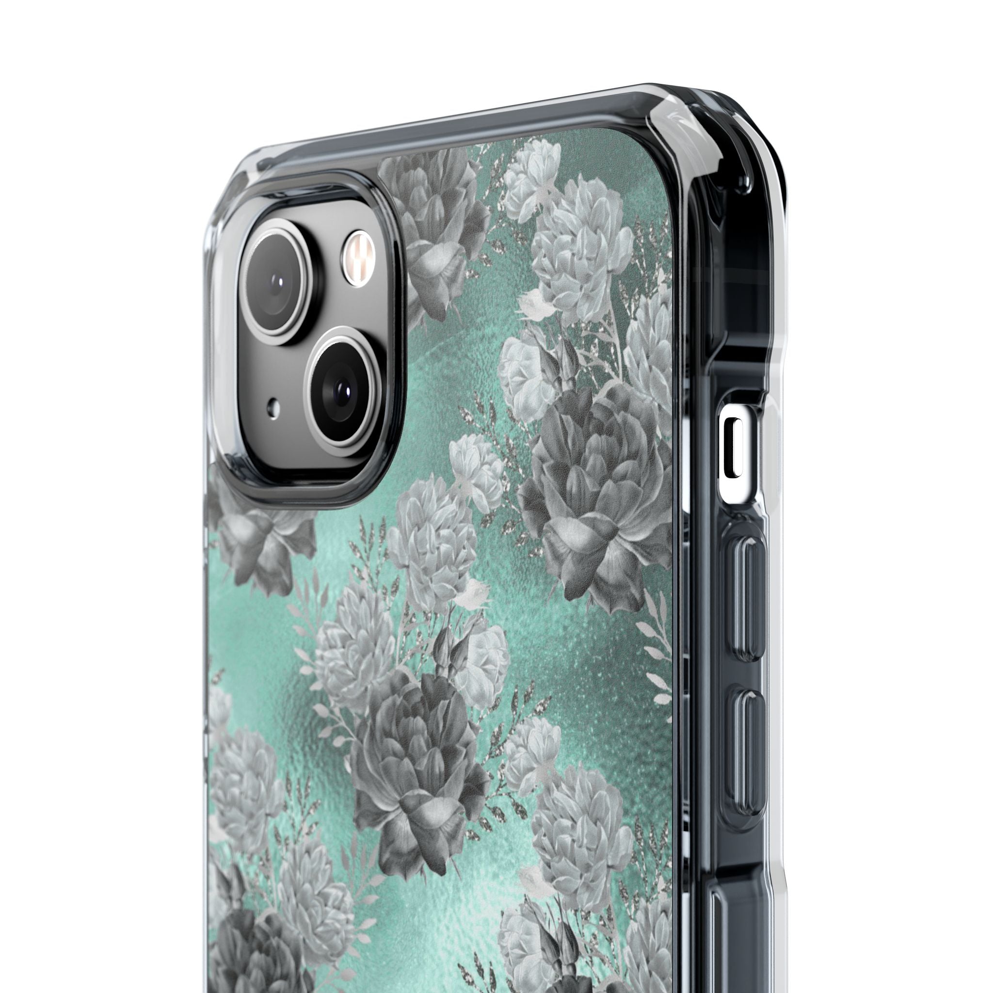 Teal Floral Elegance iPhone Case - Impact