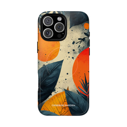 Tropical Blue Leaves - Tough + MagSafe® iPhone 16 Phone Case